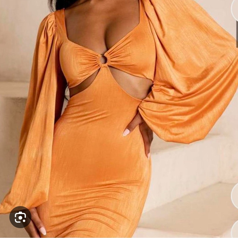 Elegant Orange Cut-Out Dress
